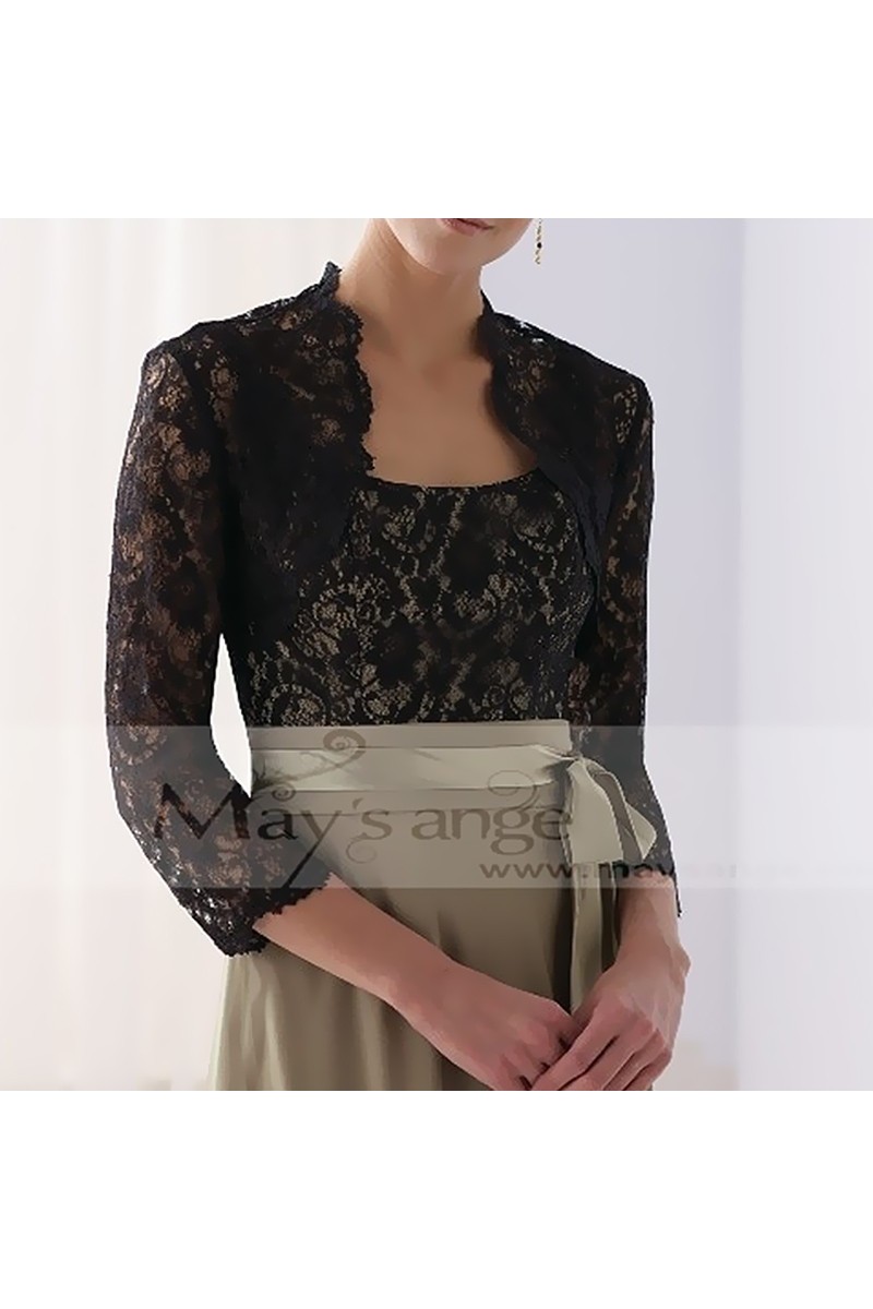 Black lace bolero for evening dresses - Ref BOL030 - 01