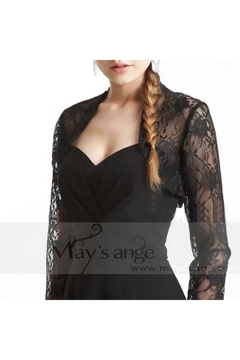 Black lace bolero for evening dresses - Ref BOL042 - 01