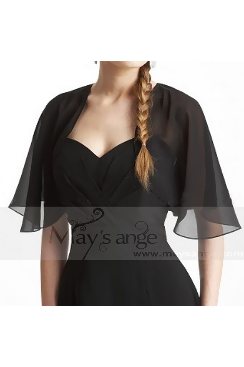 Chiffon black bolero for evening dress - Ref BOL044 - 01