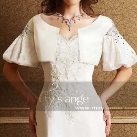 White bolero wedding with short sleeve