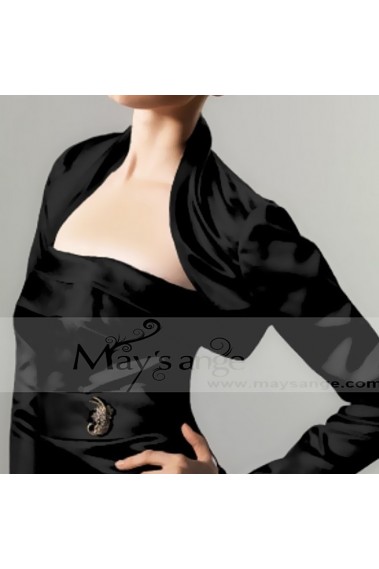 Short black bolero jacket satin fabric - BOL054 #1