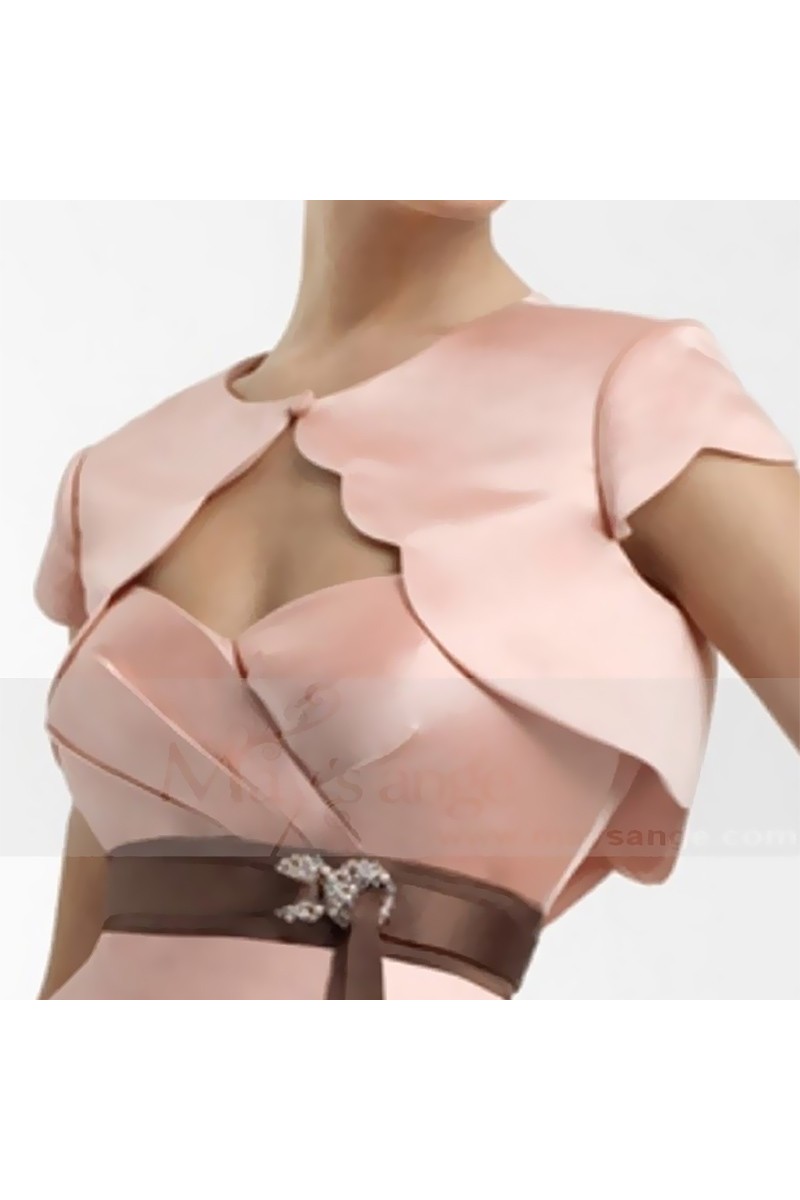 Little thick satin wedding bolero pink - Ref BOL058 - 01