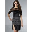 Discount black satin cocktail dress lace C132 - Ref C132 Promo - 02