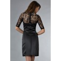 Discount black satin cocktail dress lace C132 - Ref C132 Promo - 03