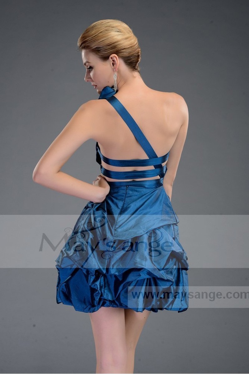 Promotion Robe de cocktail bleu nuit satiné C021 - Ref C021Promo - 01 Promotion Robe de cocktail bleu nuit satiné C021 - Ref C021Promo - 01