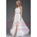 Long White Chiffon Evening Dress With Slit - Ref L121 - 02