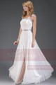 Long White Chiffon Evening Dress With Slit - Ref L121 - 02