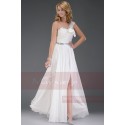 Long White Chiffon Evening Dress With Slit - Ref L121 - 04