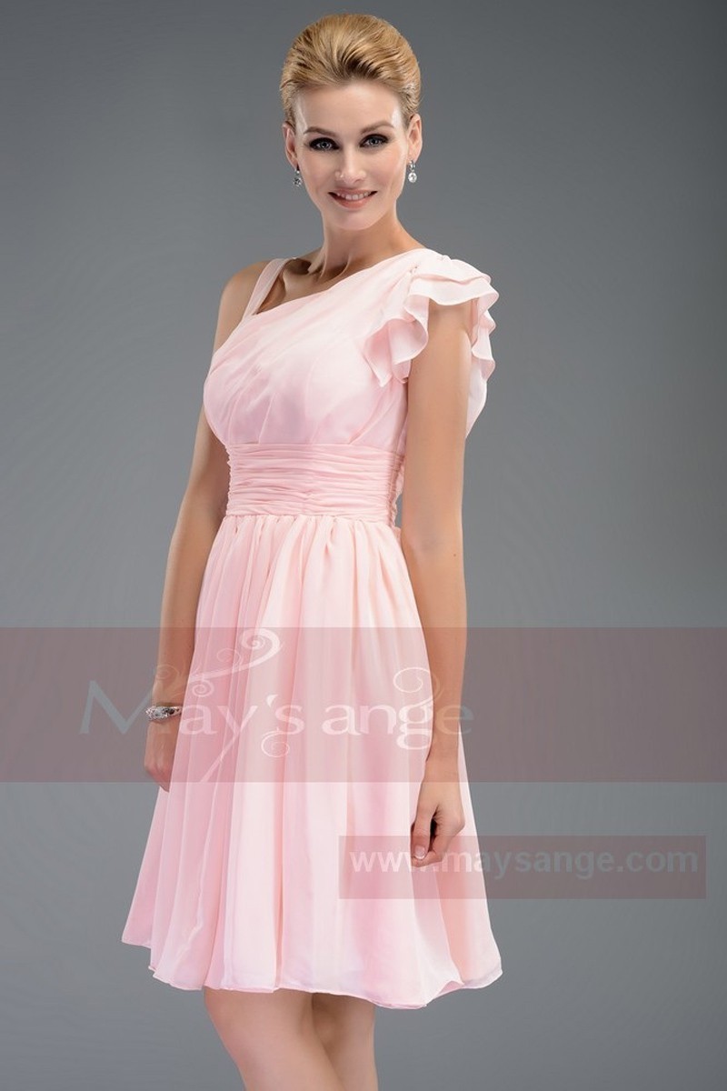 Short Pink Chiffon Cocktail Dress - Ref C463 - 01