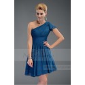 Solde robes femme courte bleu avec manchette C485 - Ref C485 Promo - 02