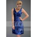 Robe de cocktail Bleu profond en taffetas - Ref C492 - 02