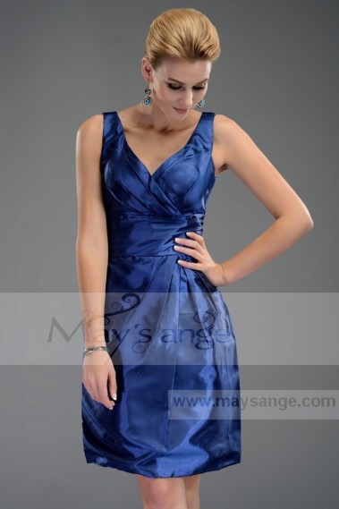 Blue Taffeta Short Homecoming Party Dress - C492 #1