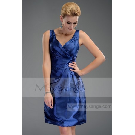 Robe de cocktail Bleu profond en taffetas