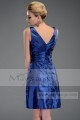 Robe de cocktail Bleu profond en taffetas - Ref C492 - 03