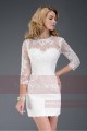 Robe de cocktail blanche avec manches en dentelle - Ref C508 - 02