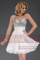 SHORT COCKTAIL DRESS WITH GLITTER V NECKLINE AND THIN STRAPS - Ref C538 - 02