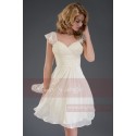 Pale Champagne Short Cocktail Dress-Butterfly Sleeves - Ref C544 - 02