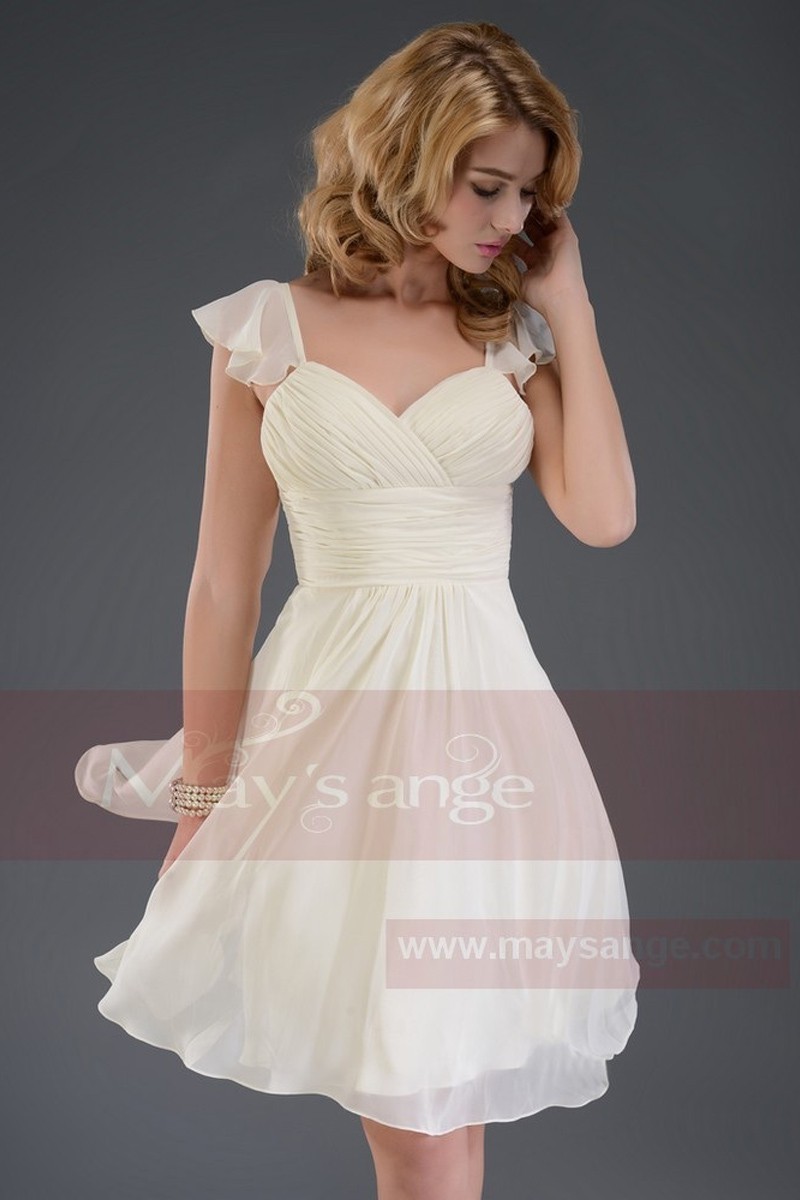 Robe de cocktail manchette papillon C544 champagne pale - Ref C544 - 01 Robe de cocktail manchette papillon C544 champagne pale - Ref C544 - 01