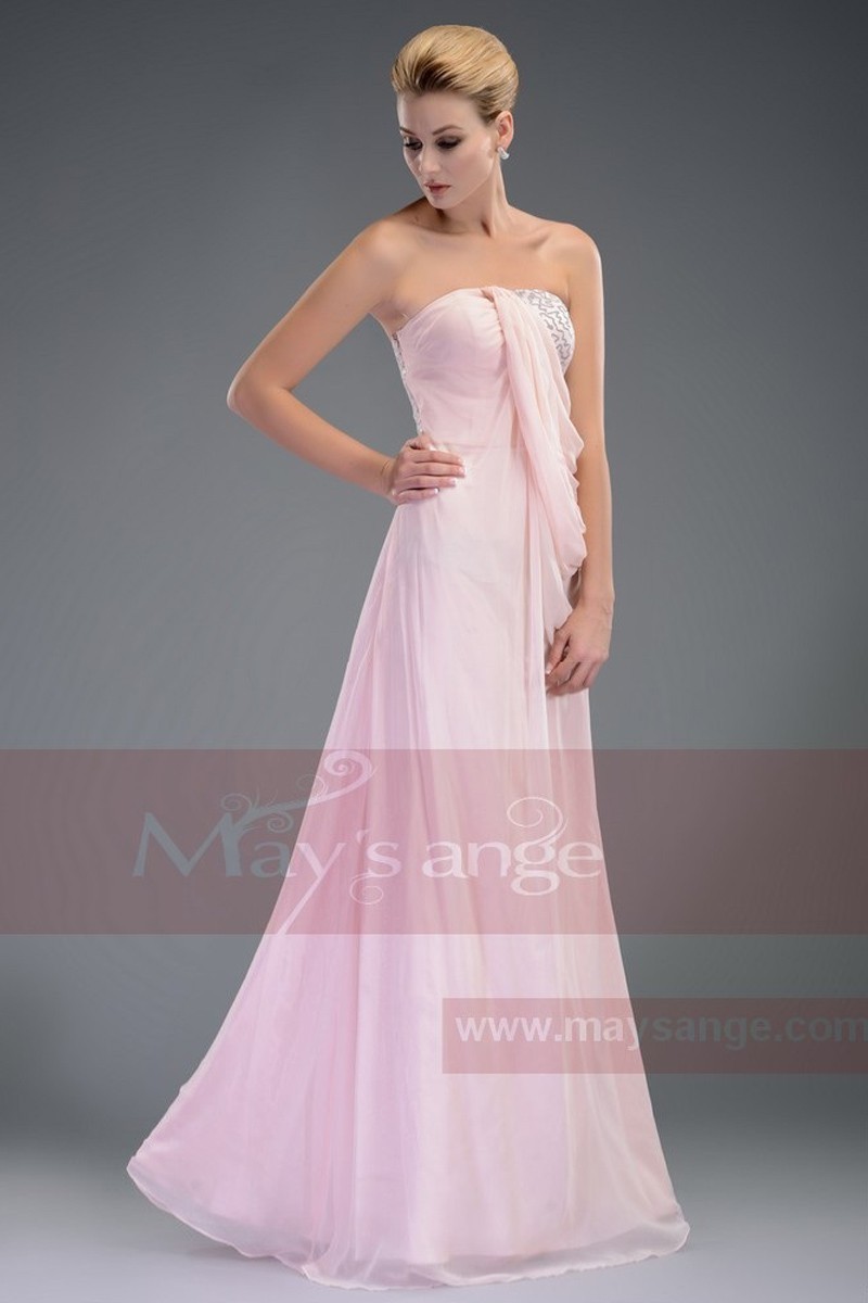 Robe de soirée bustier pas cher rose - Ref L510 - 01 Robe de soirée bustier pas cher rose - Ref L510 - 01