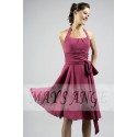 High-Neck Halter Raspberry Short Party Dress - Ref C059 - 04