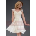 Pale Champagne Short Cocktail Dress-Butterfly Sleeves - Ref C544 - 04