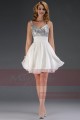 SHORT COCKTAIL DRESS WITH GLITTER V NECKLINE AND THIN STRAPS - Ref C538 - 03