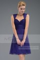 Short A-Line Purple Cocktail Dress With Wide Straps - Ref C509 - 03