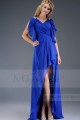 Robe cocktail bleu roi asymétrique manchettes ouvertes - Ref L100 - 03