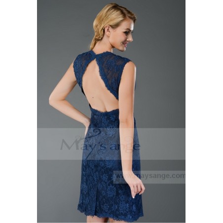 Robe de cocktail dos nu en dentelle Gemstone Blue