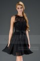 black dress back lace satin belt open C303 - Ref C303 - 03