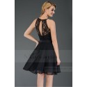 black dress back lace satin belt open C303 - Ref C303 - 02