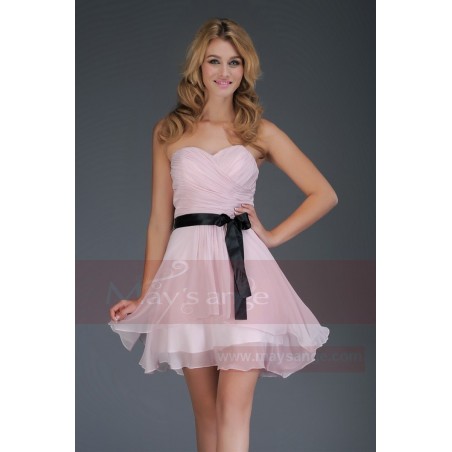 strapless evening dress short pink purple C309