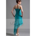 Turquoise Short Party Dress With Asymmetrical Hem - Ref C064 - 02