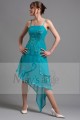 Turquoise Short Party Dress With Asymmetrical Hem - Ref C064 - 03