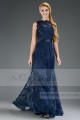 Long Blue Ocean Lace Evening Dress with Round Neck - Ref L524 - 03