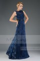 Long Blue Ocean Lace Evening Dress with Round Neck - Ref L524 - 02