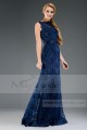 Long Blue Ocean Lace Evening Dress with Round Neck - Ref L524 - 04
