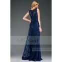 Long Blue Ocean Lace Evening Dress with Round Neck - Ref L524 - 05