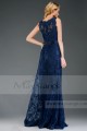 Long Blue Ocean Lace Evening Dress with Round Neck - Ref L524 - 05