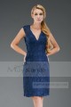 Short Gemstone Blue Lace Open-Back Cocktail Dress - Ref C301 - 06