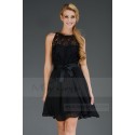 black dress back lace satin belt open C303 - Ref C303 - 05