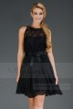 black dress back lace satin belt open C303 - Ref C303 - 05