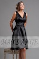 Short Black Cocktail Dress In Satin Fabric - Ref C072 - 02