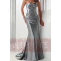 Robe de soirée longue gris Douceur Satinée - Ref L066 - 02