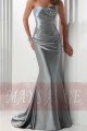 Long Formal Silver Dress Bodice Draped And Beaded - Ref L066 - 02