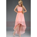 Toulouse asymmetrical dress pink salmon with a belt - Ref C655 - 02