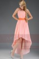 Toulouse asymmetrical dress pink salmon with a belt - Ref C655 - 02