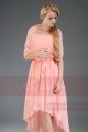 Toulouse asymmetrical dress pink salmon with a belt - Ref C655 - 03