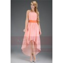 Toulouse asymmetrical dress pink salmon with a belt - Ref C655 - 04