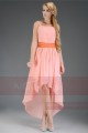 Toulouse asymmetrical dress pink salmon with a belt - Ref C655 - 04